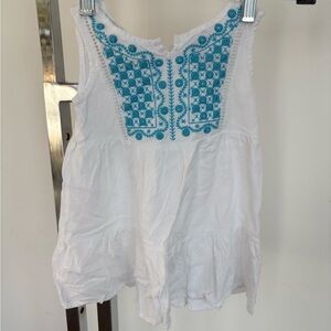 Design History White Top with Turquoise Embroidery size 2T